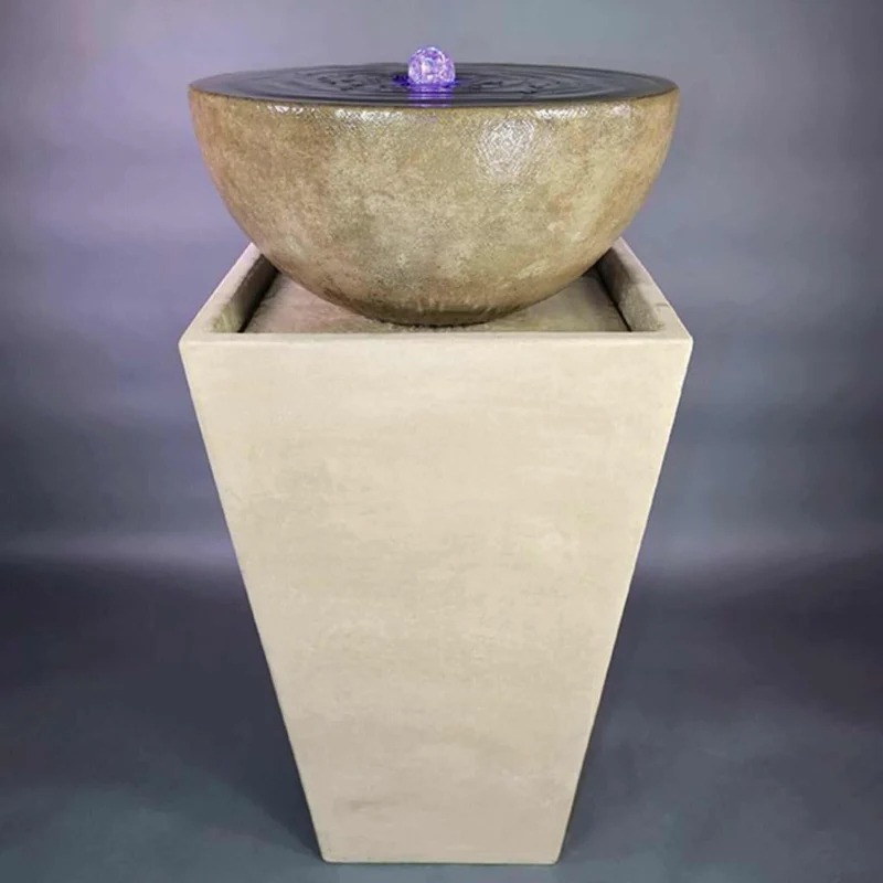 Modern Bowl on Tapered Pedestal Concrete Fountain - Giannini #1756