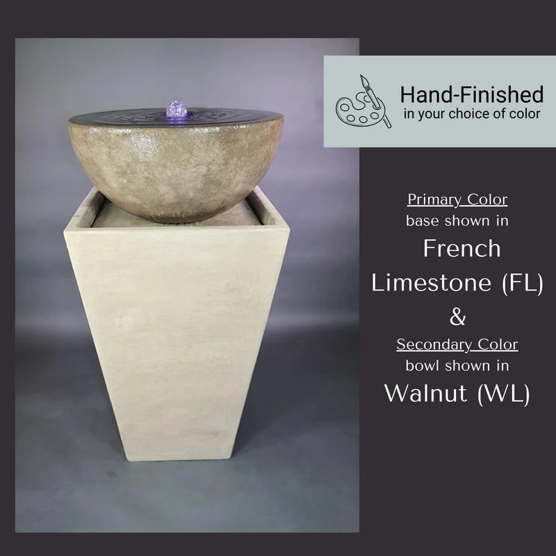 Modern Bowl on Tapered Pedestal Concrete Fountain - Giannini #1756