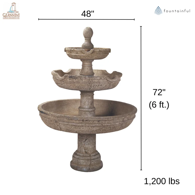 Agrigento 3-Tier Concrete Fountain - Giannini #1022
