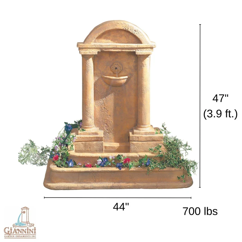 Foro Romano Concrete Wall Fountain w/Planter - Giannini #101
