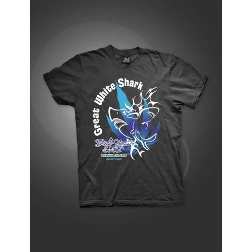 T-SHIRT GREEN HOUSE Grande squalo bianco UOMO NERO [L]