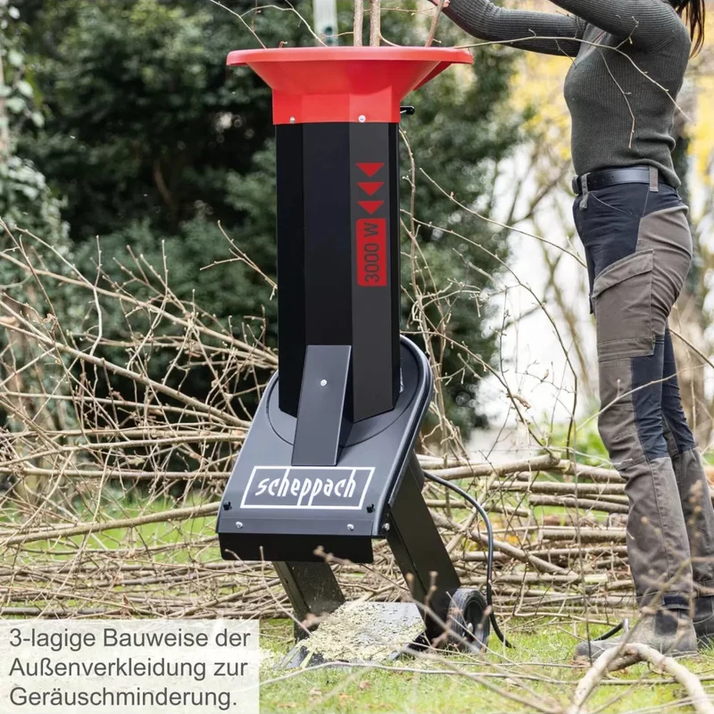 Scheppach Biostar 3000 400V - Biotrituratore elettrico da giardino 3500W , rami max 45 mm