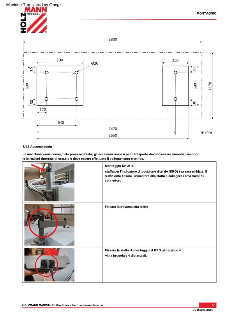 Holzmann ed1500indig80 Tornio parallelo da ferro metallo con visualizzatore , 400v