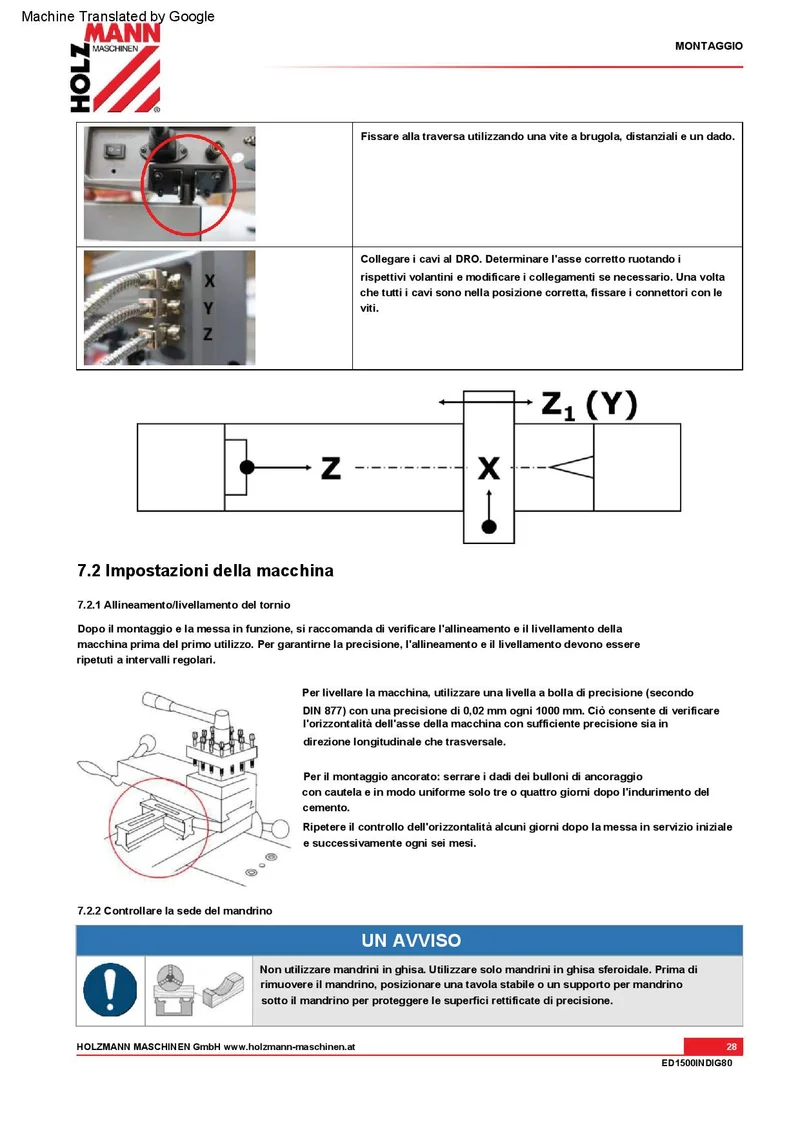 Holzmann ed1500indig80 Tornio parallelo da ferro metallo con visualizzatore , 400v