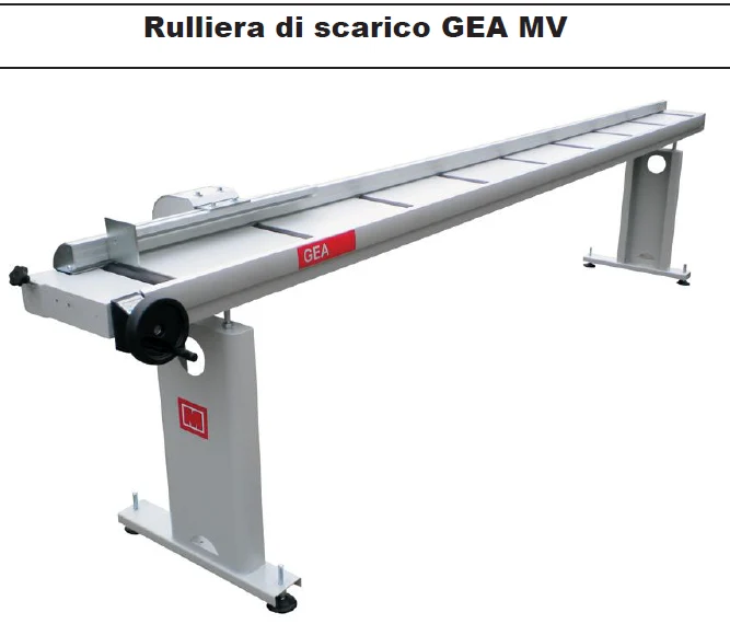 Rulliera di scarico GEA200 MV Lunghezza utile 4000 mm , con volantino e display digitale