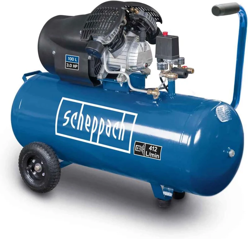 Scheppach HC120DC - Compressore a cinghia a 3 cilindri - 100L - 10 bar