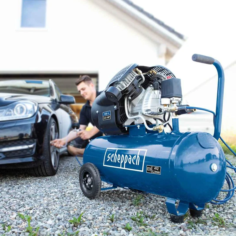 Scheppach HC120DC - Compressore a cinghia a 3 cilindri - 100L - 10 bar