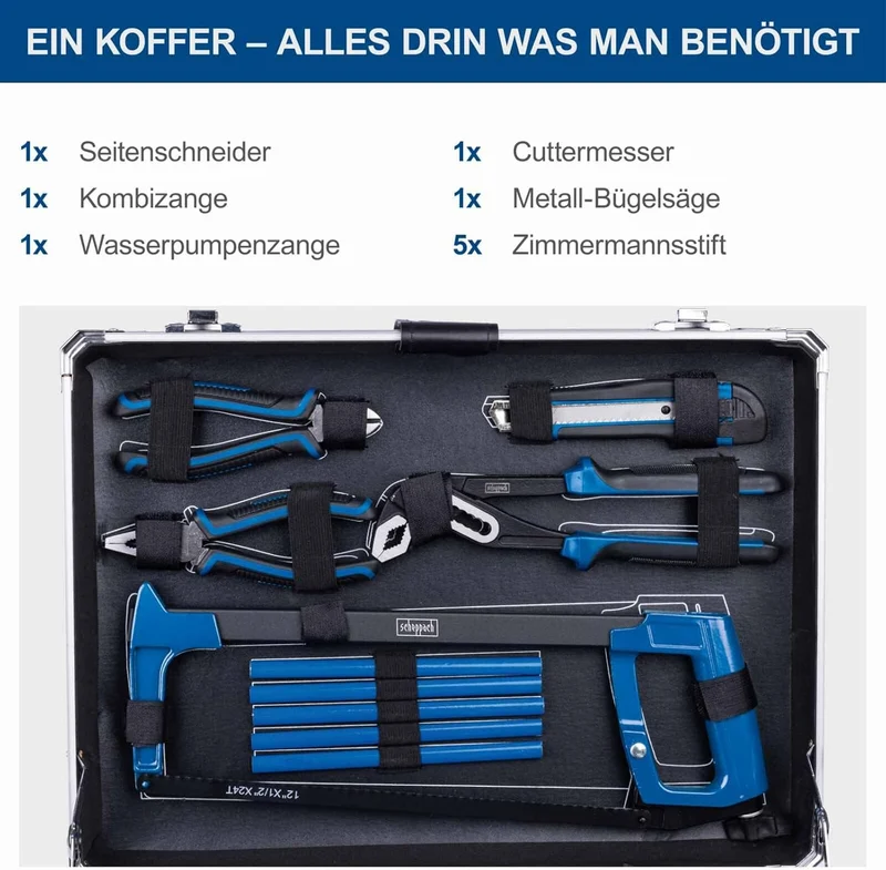 Scheppach TB200 - Valigia utensili completa di 141 attrezzi