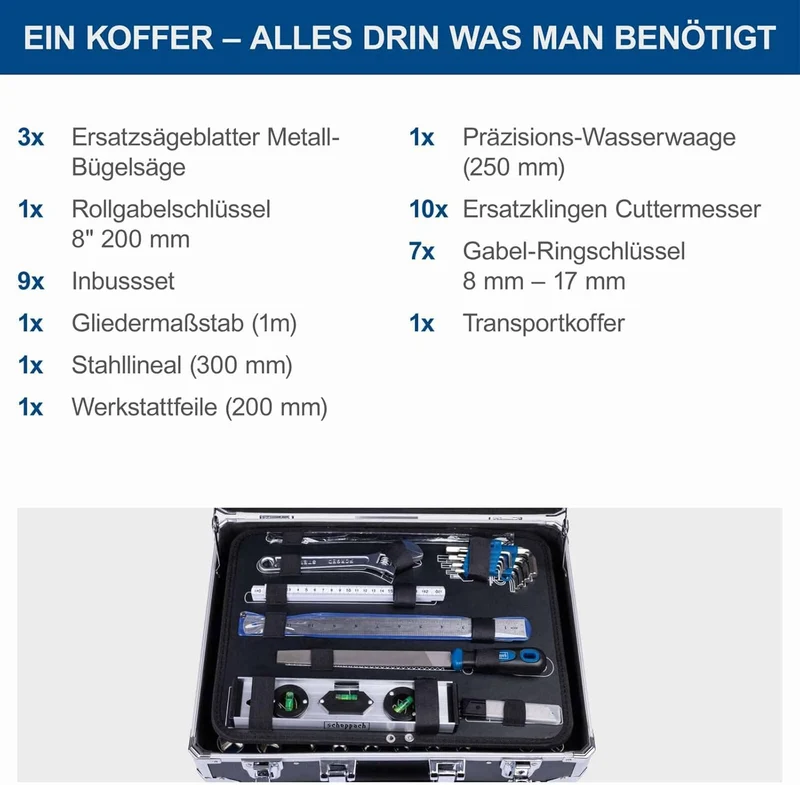 Scheppach TB200 - Valigia utensili completa di 141 attrezzi