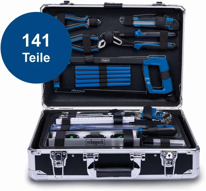 Scheppach TB200 - Valigia utensili completa di 141 attrezzi