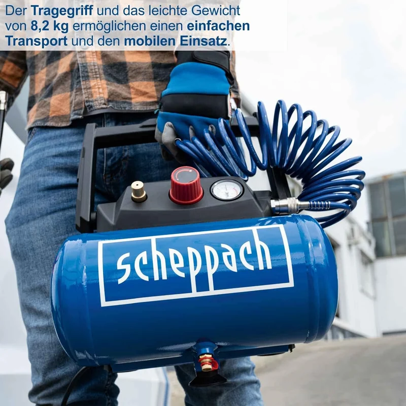 Scheppach HC06 - Compressore d'aria portatile 6 litri 1,6Hp