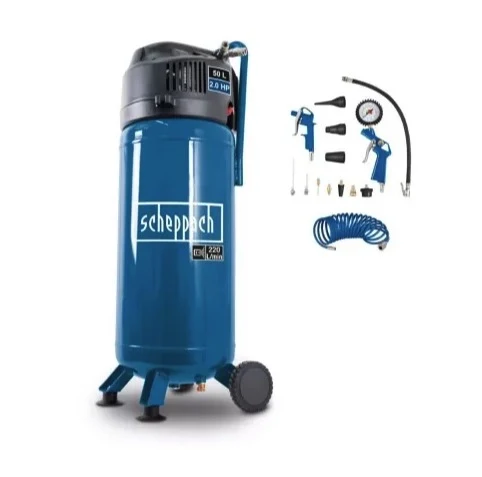 Scheppach HC51V - Compressore aria verticale 50 litri 10 bar 220v , senza olio + Accessori