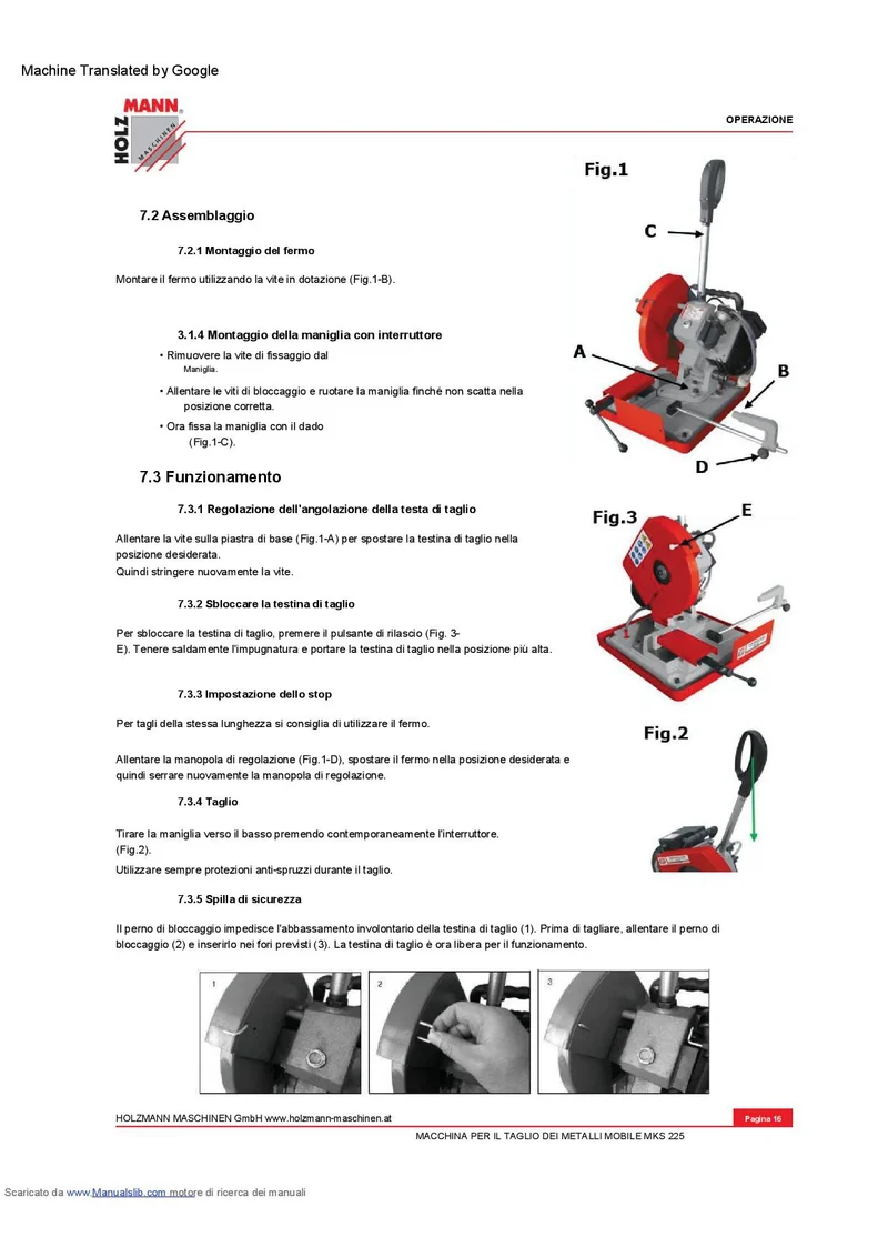 Holzmann MKS225_230V Troncatrice portatile per metalli lama 225 mm , 1000w