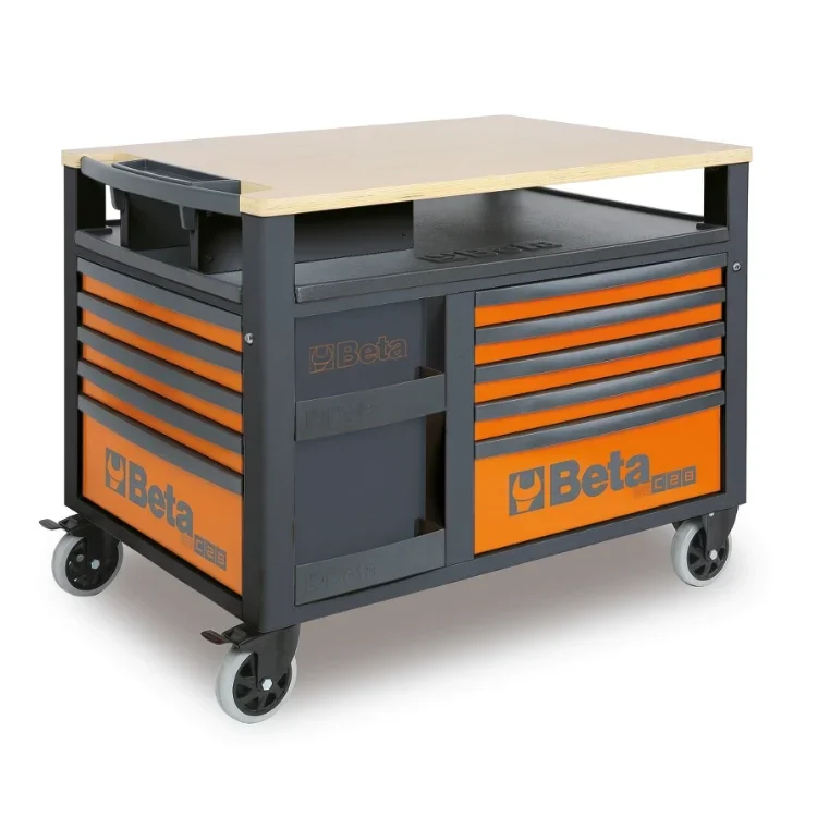Beta RSC28 - Carrello SuperTank con piano di lavoro in legno e 10 cassetti