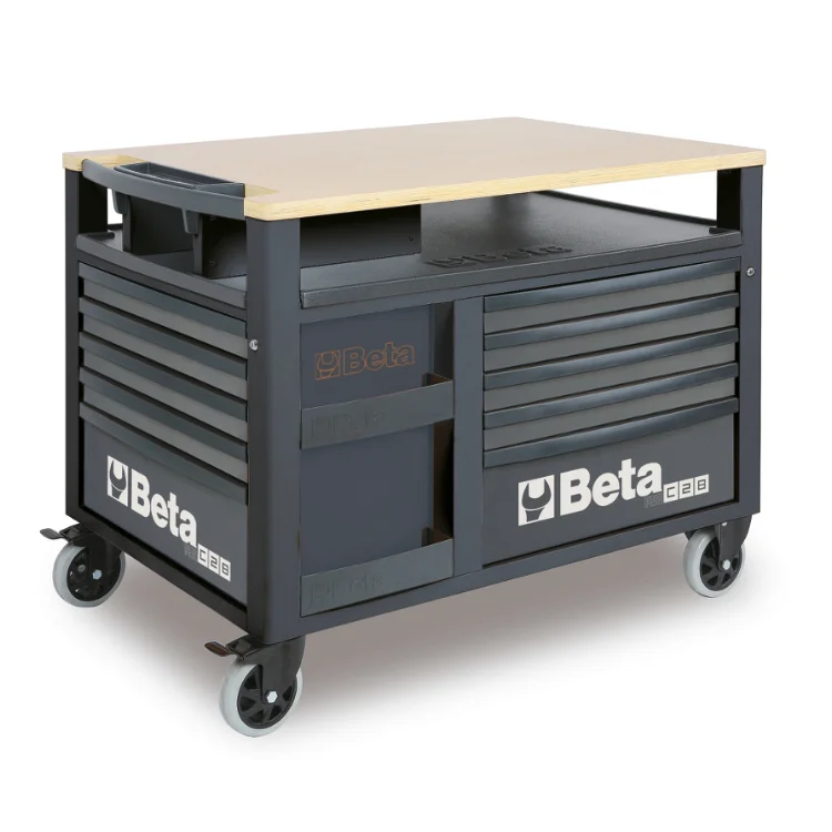 Beta RSC28 - Carrello SuperTank con piano di lavoro in legno e 10 cassetti