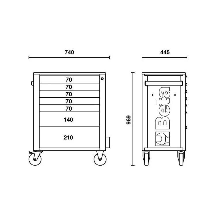 Beta RSC24/7 - Carrello porta attrezzi per officina 7 cassetti - vuoto