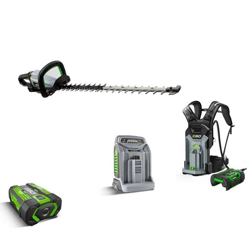 EGO Power HTX7500 Kit Tagliasiepi + Batteria + Zaino Portabatteria + Caricabatteria Rapido