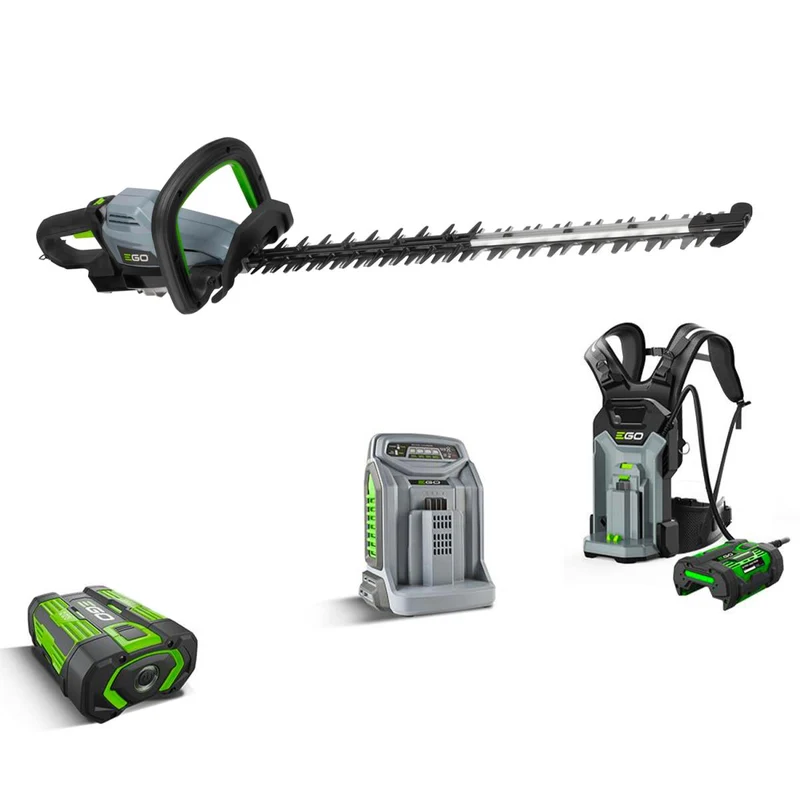 EGO Power HTX6500 Kit Tagliasiepi + Batteria + Zaino Portabatteria + Caricabatteria Rapido