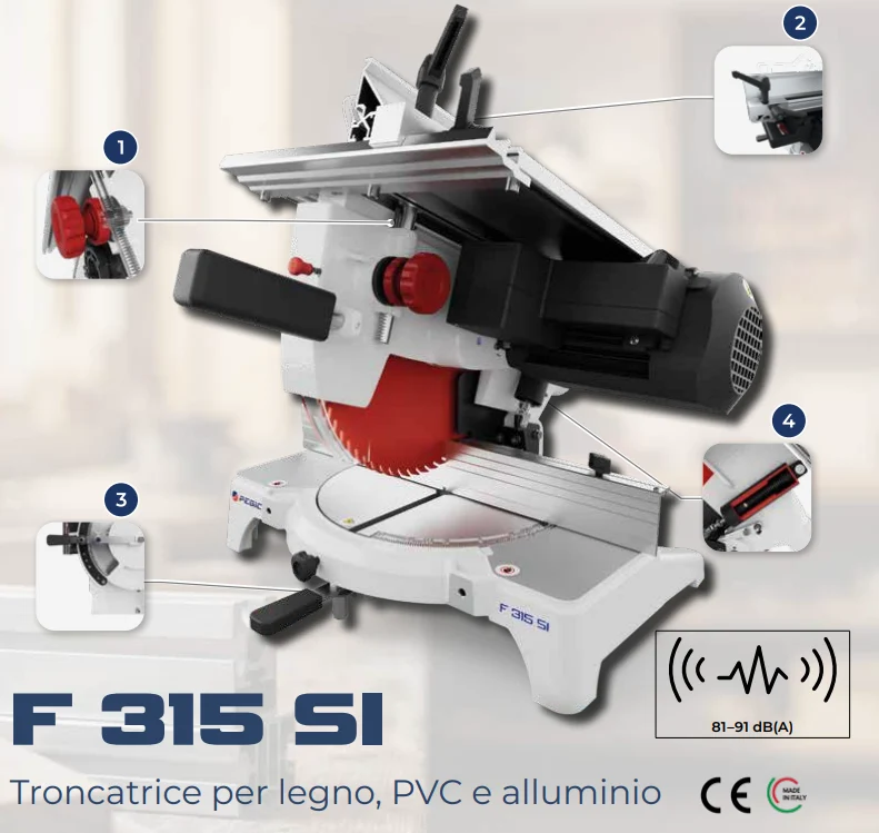 Pegic F 315 SI Troncatrice professionale pianetto superiore e a testa orientabile 220V - 750W