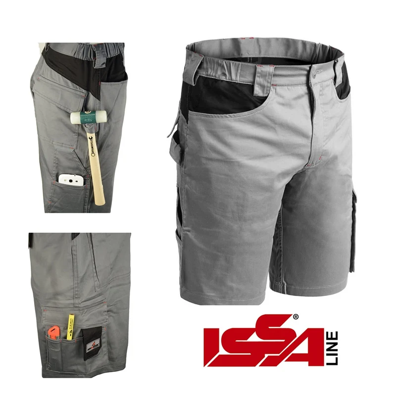 Issa Stretch 8734B 080 Pantaloni corti da lavoro bermuda pantaloncini grigio/nero