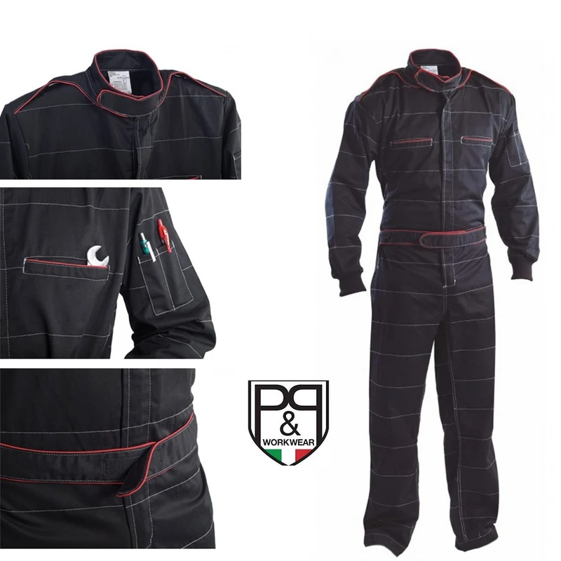 Tuta da meccanico P&P Loyal Monaco, nera/rossa
