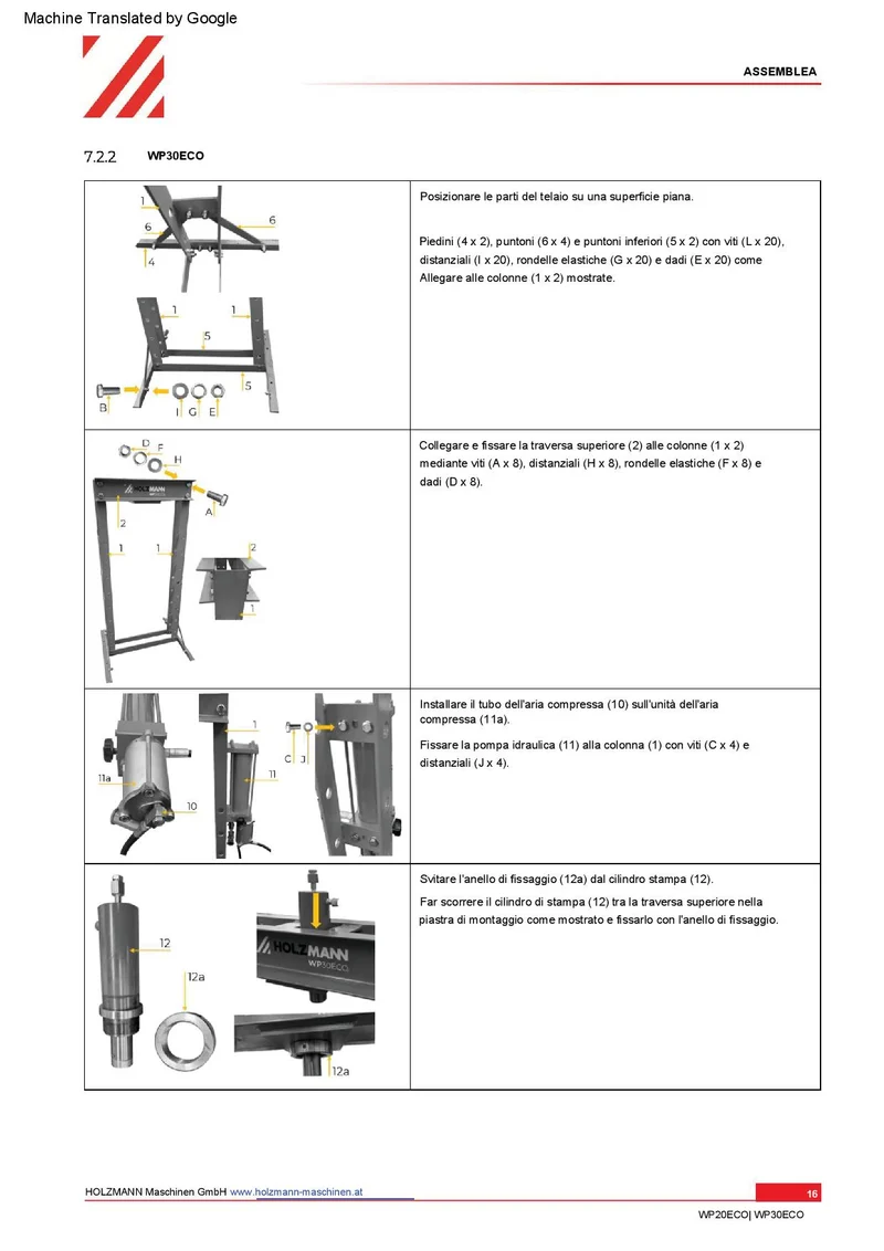 Holzmann wp30eco Pressa idraulica manuale 30 t