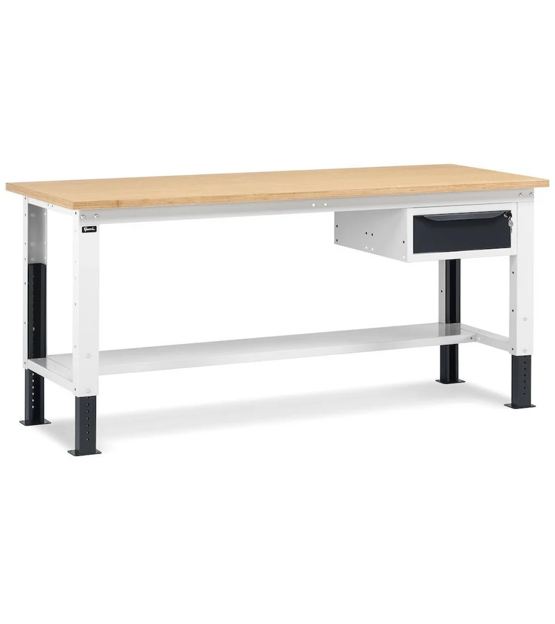 Fami WORK2001 - Banco tavolo da lavoro con altezza regolabile 1 cassetto, L 200 cm - Altezza da 732 a 1057 mm