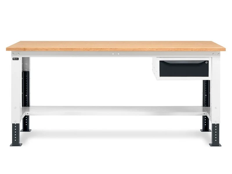 Fami WORK2001 - Banco tavolo da lavoro con altezza regolabile 1 cassetto, L 200 cm - Altezza da 732 a 1057 mm