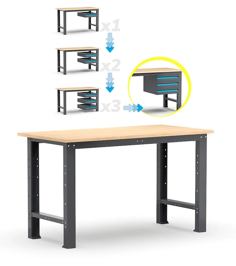 Fami 391B01 - Banco da lavoro garage fisso Linea 391 - CASSETTI A SCELTA