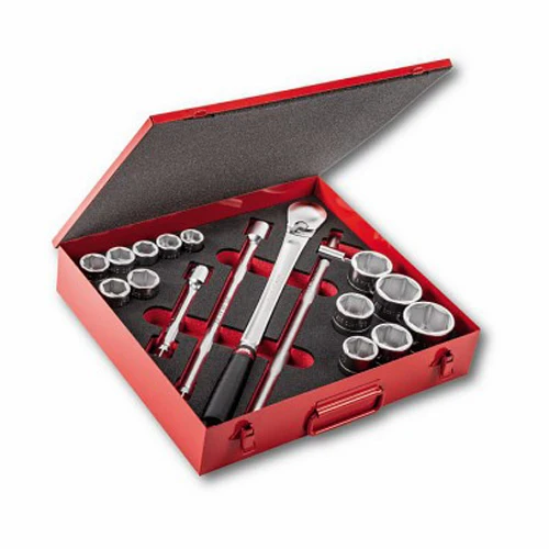 Usag 612 3/4 EB - Assortimento in cassetta di lamiera con bussole esagonali (17 pz)