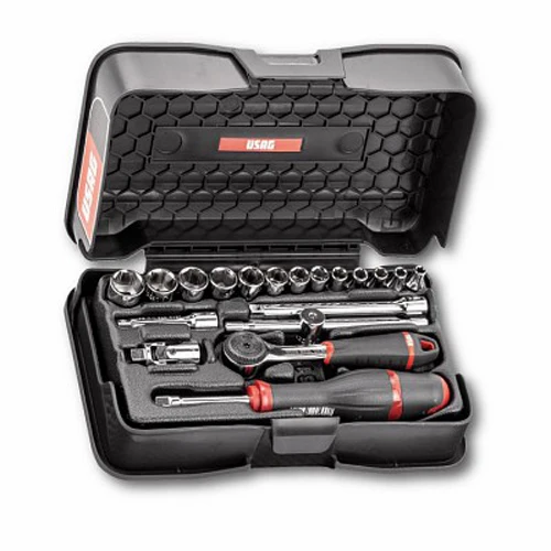 Usag 606 1/4 EA - Assortimento in cassetta di ABS con bussole esagonali (19 pz)