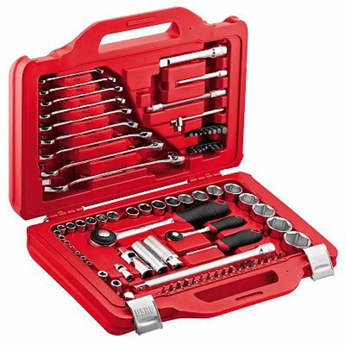 Usag 601 1/4-1/2 J82 - Assortimento in cassetta modulare con bussole esagonali e chiavi combinate (82 pz)