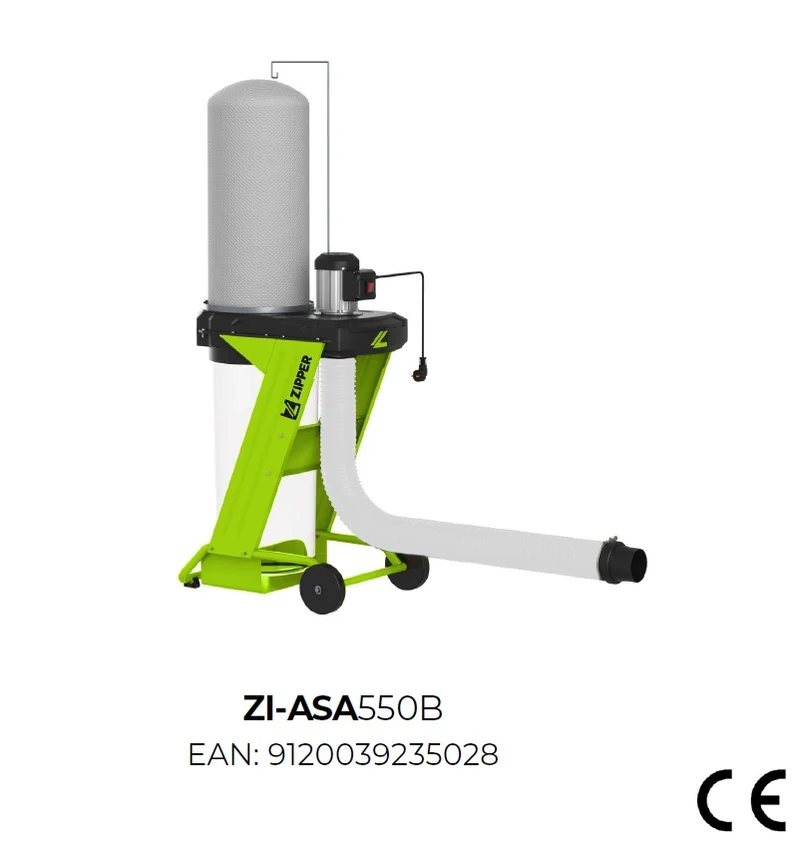 Zipper zi-asa550b aspiratrucioli carrellato 220v , 550w