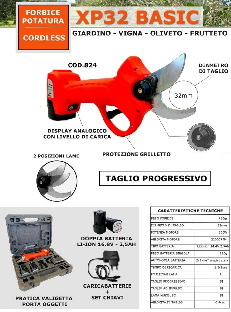 Aima XP32 Forbici elettriche da potatura a batteria Li-ION PROFESSIONALE
