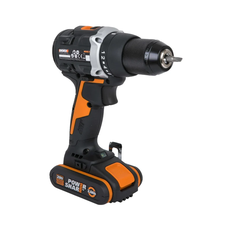 Worx WX102 - Trapano avvitatore brushless a batteria 20V - 2 x 2Ah in valigetta