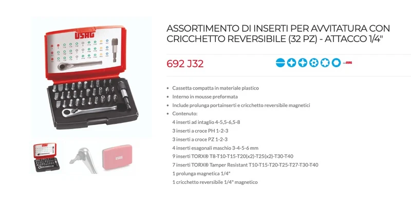 USAG U05190628 - 519 RS6/3MM - Carrello porta attrezzi per officina linea RACING completo di 156 utensili
