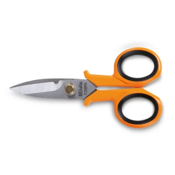 Beta 1128BMX - Forbici per elettricisti lame diritte in acciaio inossidabile con microdentatura