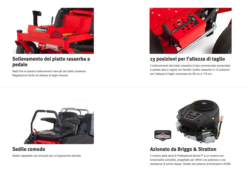 Snapper ZTX200 - Trattorino rasaerba professionale a raggio zero, taglio 107cm con piatto FAB