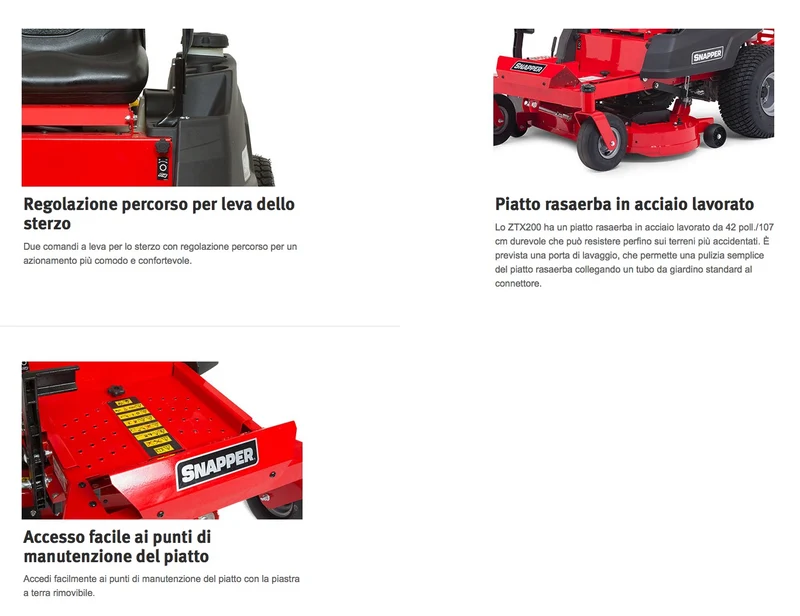 Snapper ZTX200 - Trattorino rasaerba professionale a raggio zero, taglio 107cm con piatto FAB