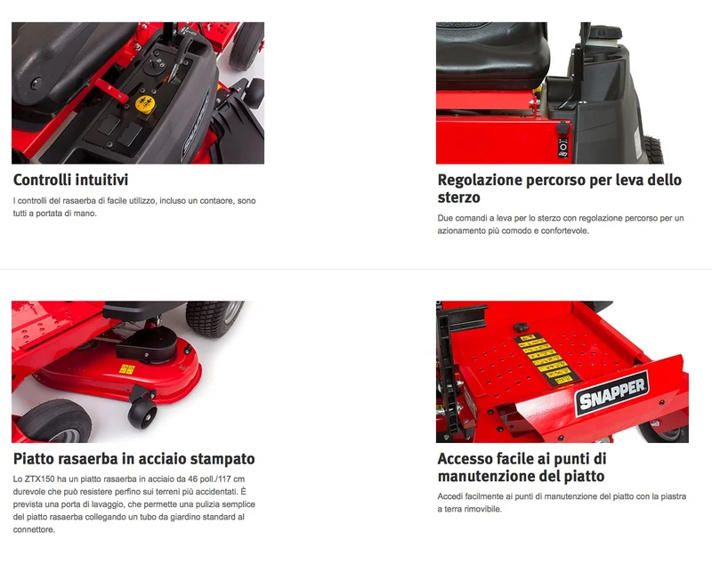 Snapper ZTX150 - Trattorino rasaerba a raggio zero, taglio 117cm con piatto FAB e kit mulching