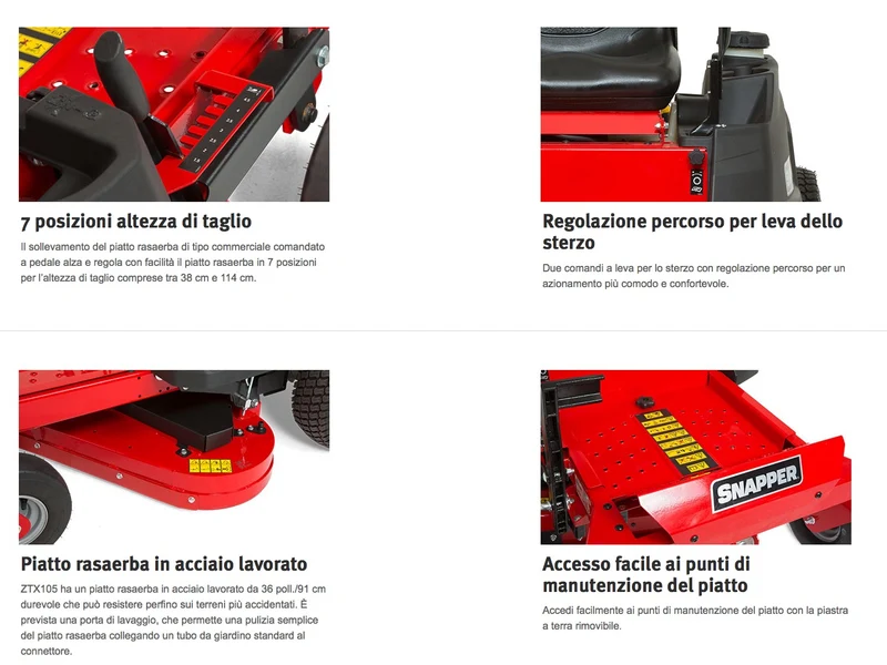 Snapper ZTX105 - Trattorino rasaerba a raggio zero, taglio 91cm con piatto FAB