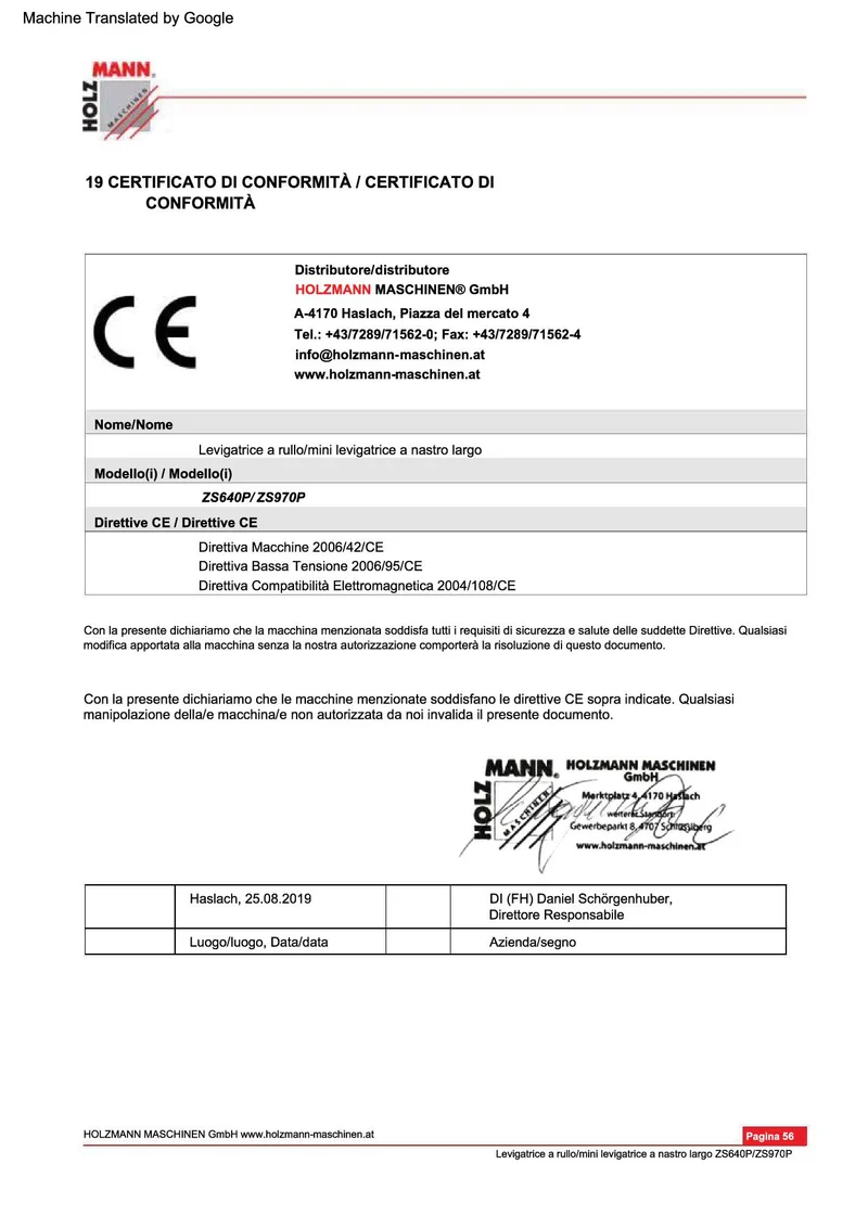 Holzmann ZS640P_400V mini levigatrice a nastro largo calibratrice