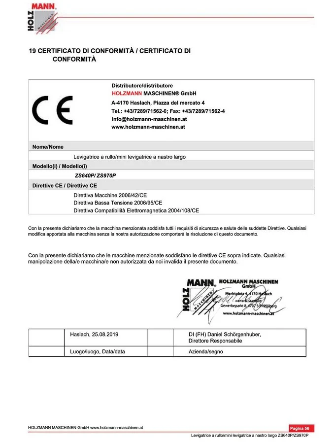 Holzmann ZS640P_230V mini levigatrice a nastro largo calibratrice