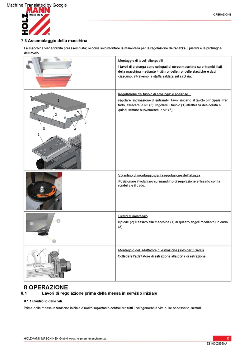 Holzmann ZS 400U - Calibratrice