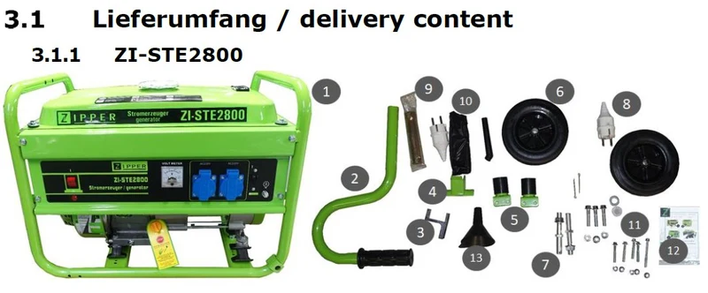 ZIPPER ZI-STE2800 Generatore di corrente max 2,8KW 2x230V