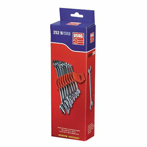 Usag 252 N/SR8 - Serie di 8 chiavi inglesi a forchetta doppia
