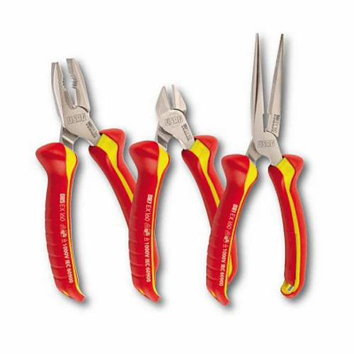 Usag 085 EX/SE3 - Assortimento con pinza universale, pinza a becchi mezzotondi diritti e tronchese a tagliente diagonale isolati 1000 V