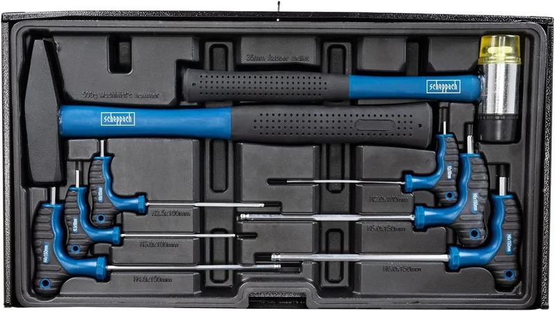 Scheppach TW1200 - Carrello porta attrezzi completo di 70 utensili per officina