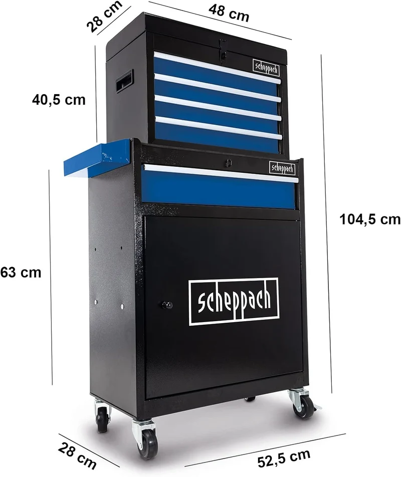 Scheppach TW1200 - Carrello porta attrezzi completo di 70 utensili per officina