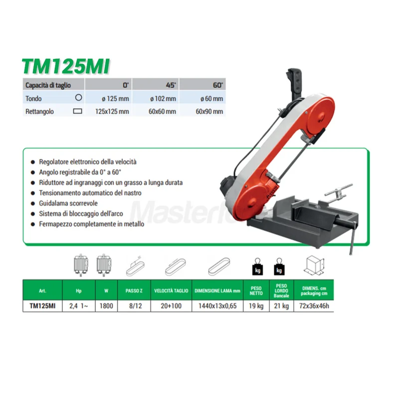 Nebes TM125 MI - Segatrice a nastro per ferro, (Made in Italy)